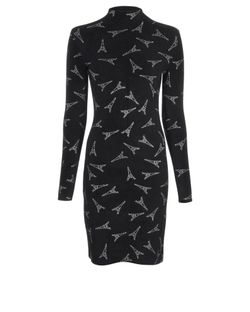 BALENCIAGA★素敵！Eiffel Tower Black Sleeveless Shirt Dress Balenciaga Eiffel Tower Bodycon Dress, Dresses - Designer