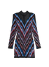 Balmain Metallic Zigzag Knitted Dress, front view