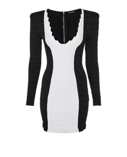 Balmain Bodycon Mini Dress, Viscose, Blk/White, UK6, 3*