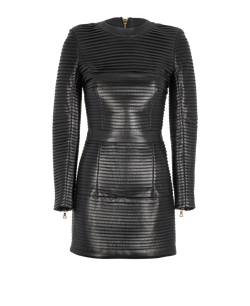 chinese dress ladies Balmain Black Leather Effect Maxi Dress with Gold Button Details Size –  Sellier main image 1