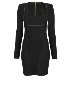 Balmain Ribbed Dress, Viscose, Black, UK10, 3*