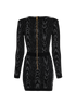 Balmain Patterned V Neck Dress, back view