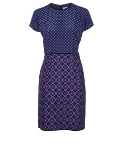 Victoria Beckham Multi Print Dress, Silk/Cotton, Purple/Blue, UK10, 3*