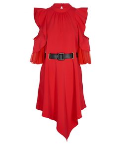 Self Portrait Sleeveless Belted Dress, Polyester, Red, UK 10, 3*