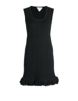 Bottega Veneta Tasseled Sleeveless Dress, Cotton, Black, Sz S, 3*