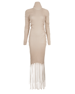 Bottega Veneta Fringed Rib Dress, Cotton, Sand, Sz M, 4*