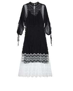 chinese dress ladies BURBERRY Size XS Black Lace Short Sleeve Drop Waist Knee Length Cocktail  Dress