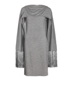 Burberry Midi Dress With Shawl, Wool, Grey, UK12, B, 3*