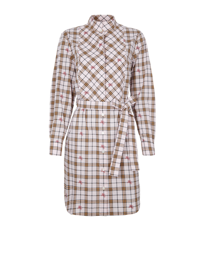 Burberry Check Shirt Belted Dress, front view