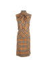Burberry Check Print Tie-Neck Sleeveless Dress, &pound;195, Clothing, Beige, Cotton, Front view