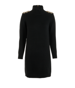 Burberry Chain Turtleneck Knit Dress, Wool, Black, Sz S, 2*
