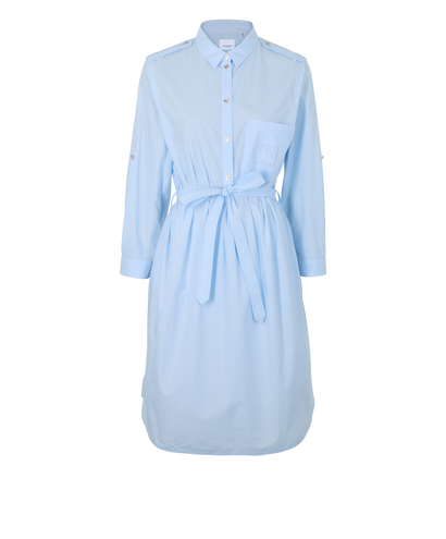 Burberry Belted Shirt Dress, &pound;220, Clothing, Blue, Cotton, Front view