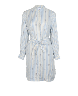Burberry Stripe Shirt Dress, Silk, Blue/White, UK8, 2*