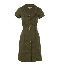 Burberry Belted Shirt Dress, Cotton, Khaki, UK4, 3*