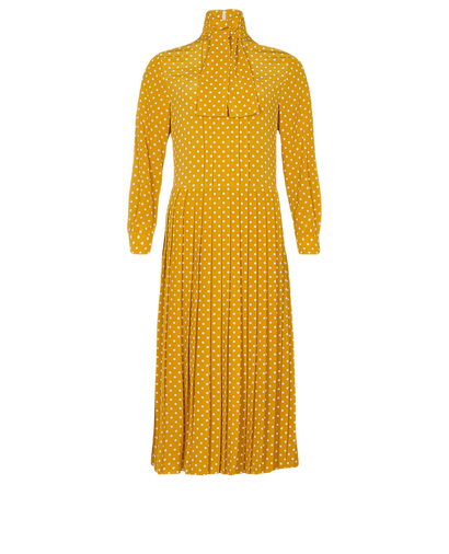 Celine Pleated Polka Dot Long Dress, front view