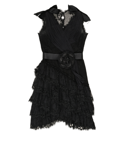 Chanel 06 Bow Mini Dress With Belt, &pound;650, Clothing, Black, Cotton/Nylon (Polymer), Front view