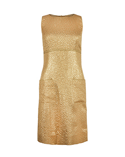 Chanel Sleeveless Brocade Dress, Silk, Gold, UK 10
