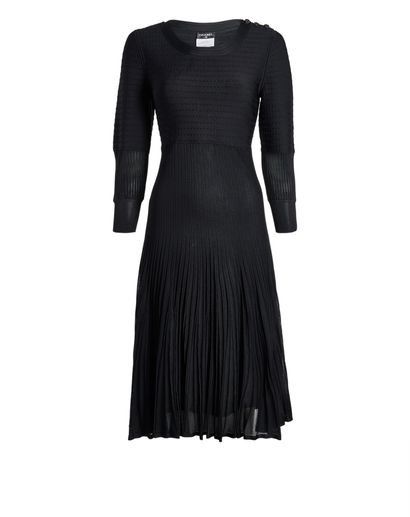 Chanel Midi Pleated Dress, &pound;495, Clothing, Black, Viscose, Front view