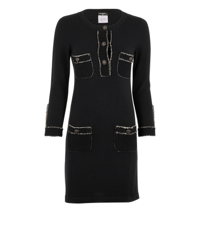 Chanel Pockets Dress, &pound;650, Clothing, Black, Cashmere, Front view