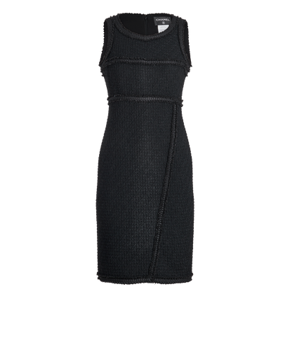 Chanel Tweed Midi Dress, &pound;850, Clothing, Black, Wool, Front view