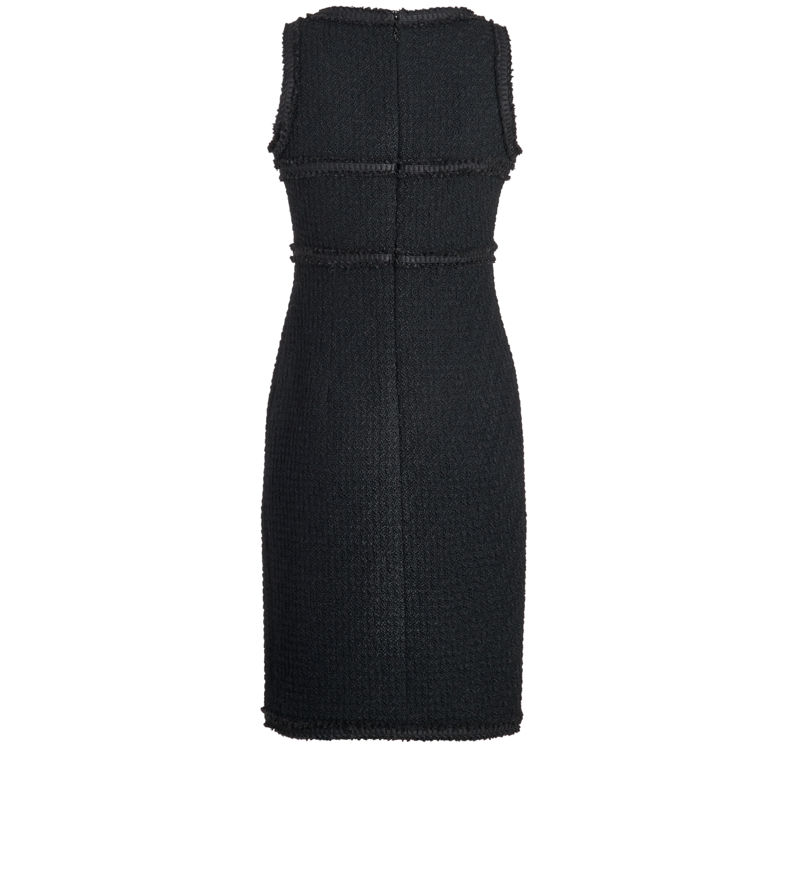 Chanel Tweed Midi Dress, &pound;850, Clothing, Black, Wool, Back view