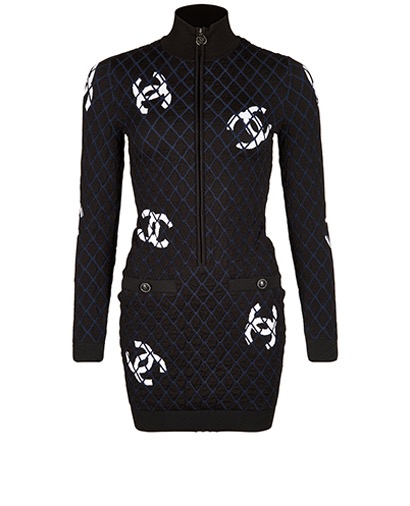 Chanel FW19/20 Pre Collection Quilted Logo Dress, front view