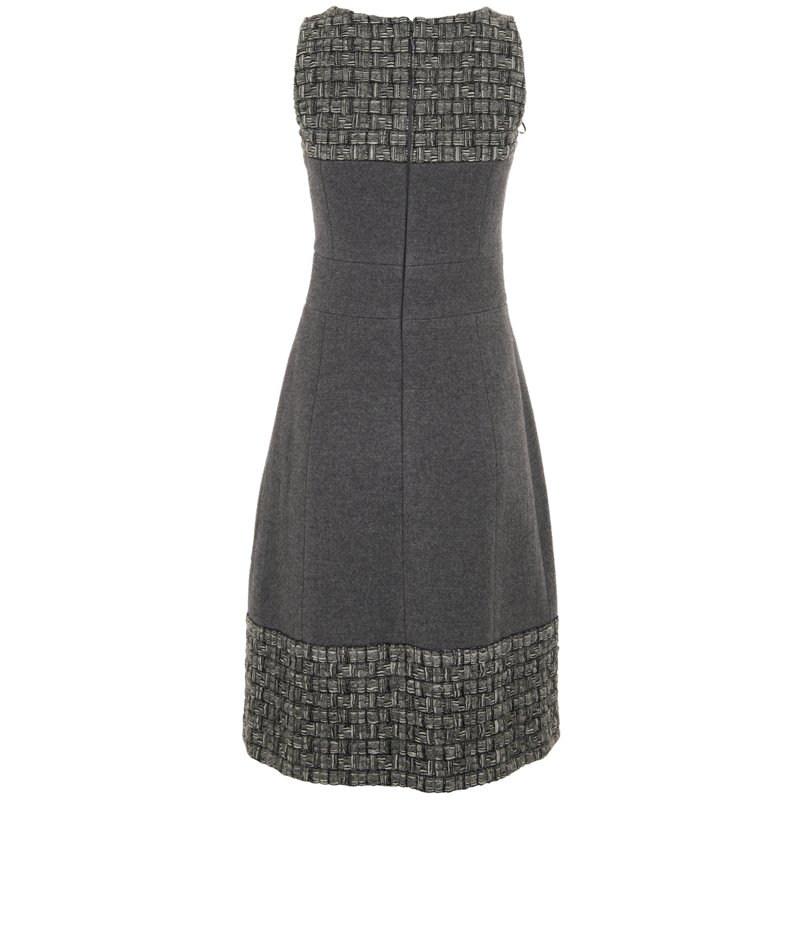 Chanel 14B Boucle Trimmed Dress, &pound;595, Clothing, Grey, Wool, Back view
