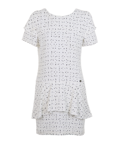 Chanel Tweed Short Sleeves Dress, Cotton/Poly, White, UK 10, 2*