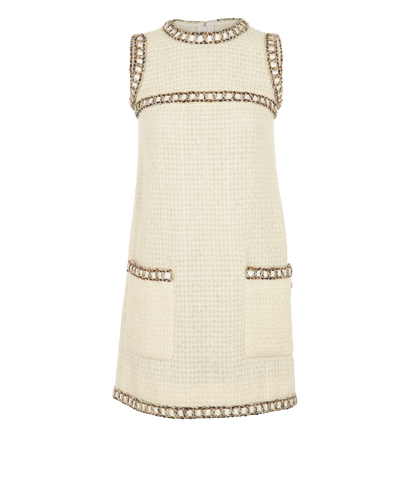 Chanel 16A Paris In Rome Tweed Mini Dress, &pound;750, Clothing, Cream, Wool, Front view
