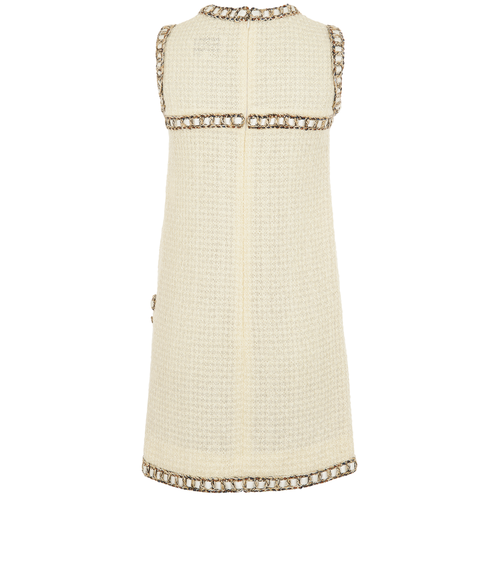 Chanel 16A Paris In Rome Tweed Mini Dress, &pound;750, Clothing, Cream, Wool, Back view