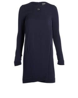 Chanel Trimmed Long Sleeves Dress, Wool, Navy, UK 6, 1*