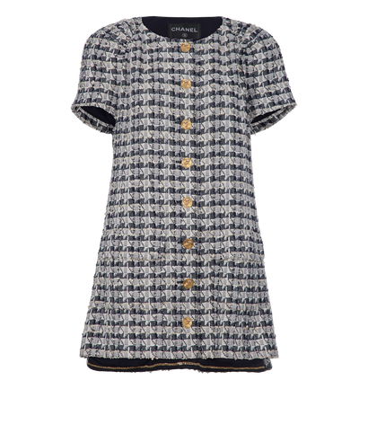 Chanel Tweed Dress, &pound;750, Clothing, Blue/Cream, Cotton, Front view