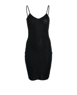 Chanel Perforated V-Neck Sleeveless Dress, Cotton/Poly, Black, UK 6, 3*