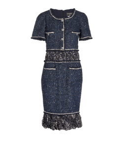 Chanel CC Tweed Dress, Acrylic, Navy, UK12, 3*