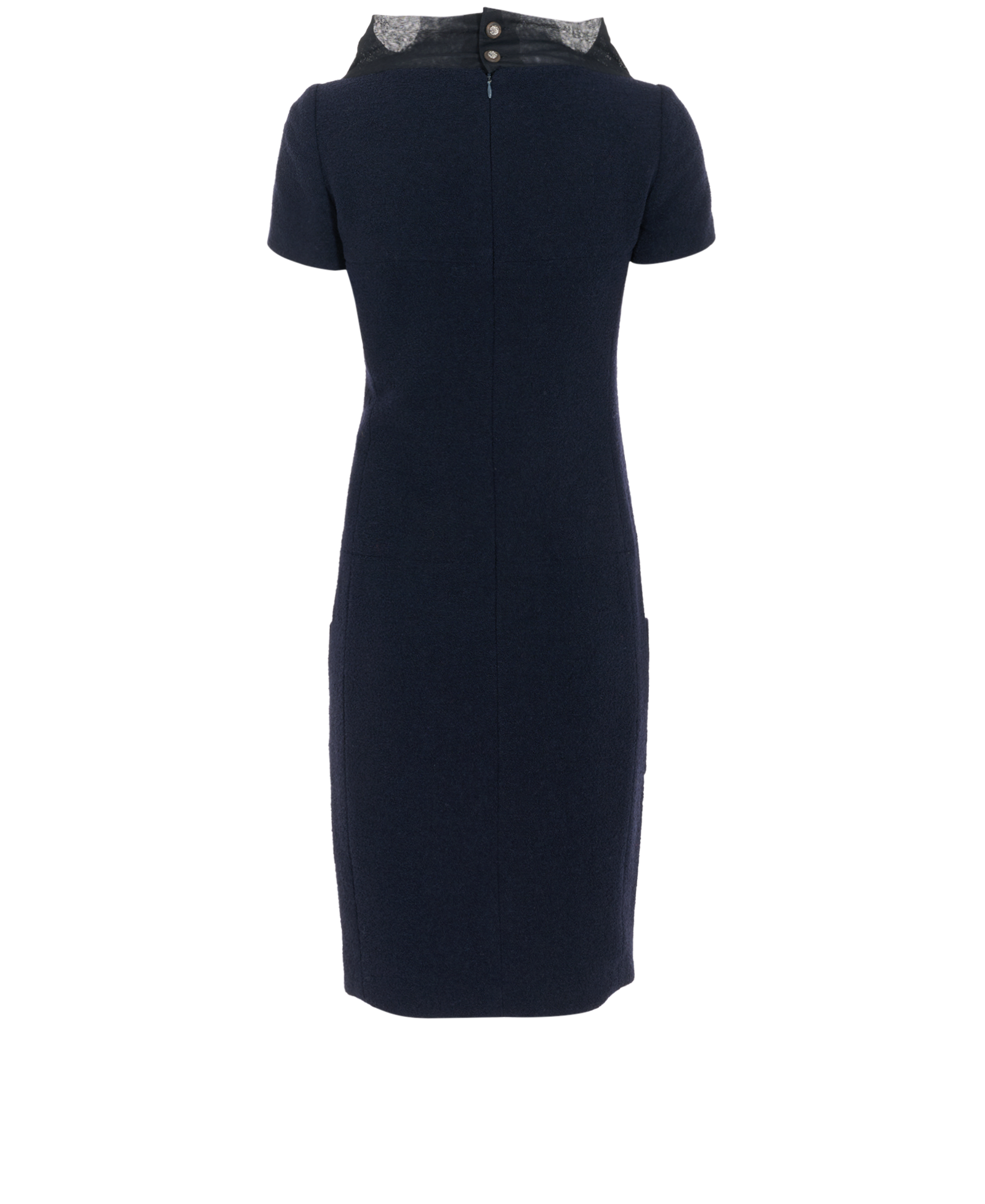 Chanel Boucle Dress, &pound;595, Clothing, Navy, Wool, Back view