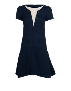 Chanel Button Dress, Silk, Navy, UK6, 2*