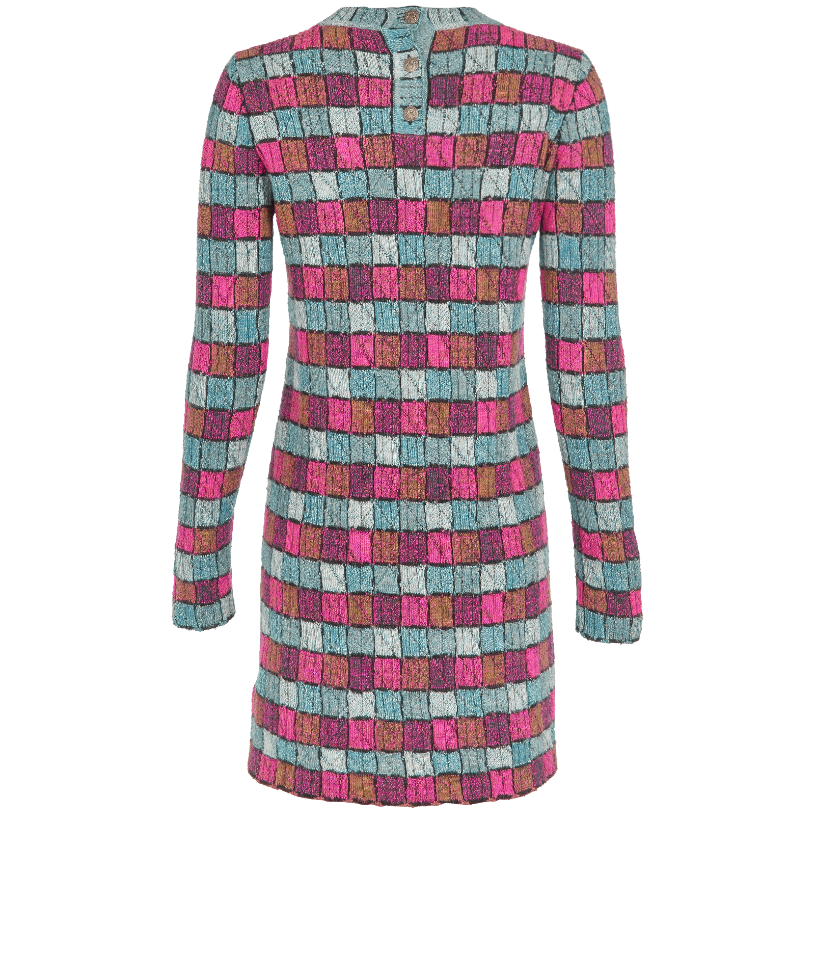 Chanel Colour Block Dress, &pound;595, Clothing, Beige/Black/Blue/Bronze/Brown/Burgundy/Copper/Cream/Gold/Green/Grey/Khaki/Light Blue/Navy/Orange/Pearl/Pink/Purple/Red/Rose Gold/Silver/Tan/Taupe/White/Yellow, Alpaca Wool/Wool, Back view