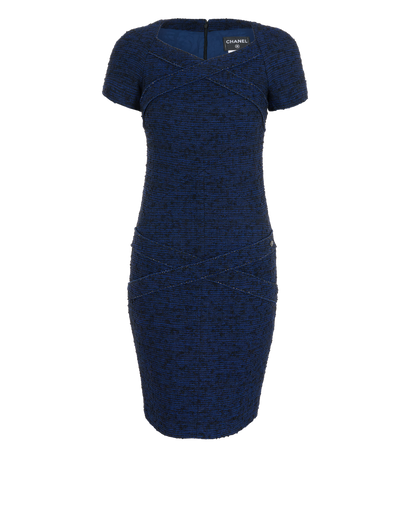 Chanel Boucle Dress, &pound;450, Clothing, Navy, Alpaca Wool, Front view