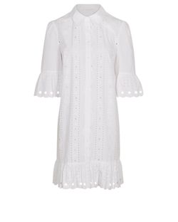 See by Chloé Broderie Anglaise Midi Dress, Cotton, White, Uk14