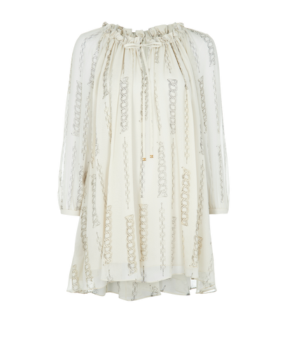 Celine Chain Print Short Folk Dress, front view