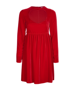 Chloé Heart Cutout Mini Dress, Velvet, Red, UK8, 3*