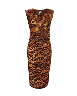 Diane Von Furstenberg Leopard Print Dress, Silk, Brown, UK 8