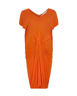 Diane Von Furstenberg Drape Dress, Viscose, Orange, UK 10