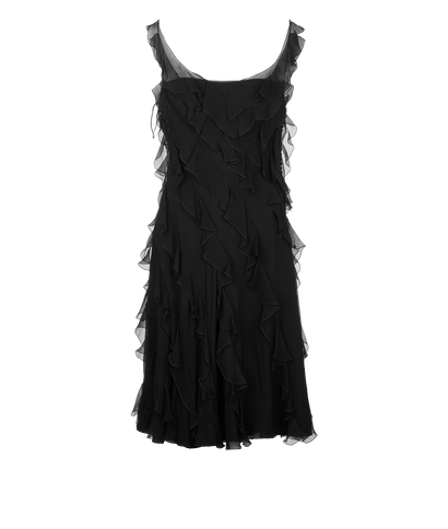 Christian Dior Ruffles Sleeveless Dress, &pound;550, Clothing, Black, Silk, Front view