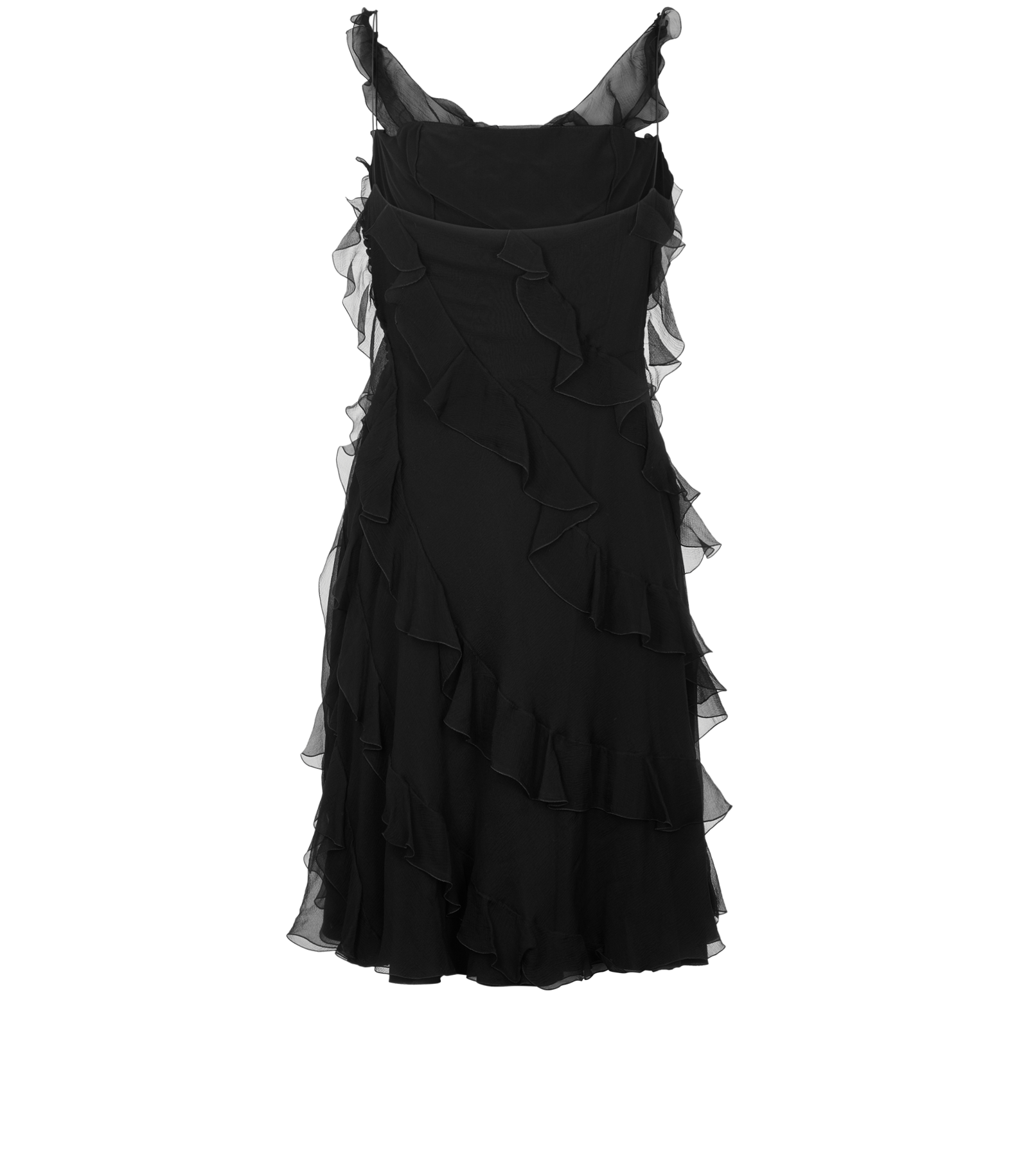 Christian Dior Ruffles Sleeveless Dress, &pound;550, Clothing, Black, Silk, Back view