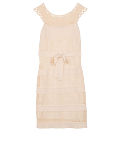 Christian Dior Lace Trimmed Dress, Wool/Silk, Cream, Sz M, 3*