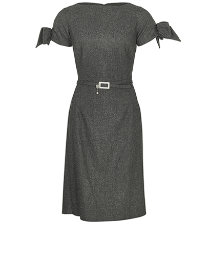Christian Dior Bow Sleeve Grey Dress, front view