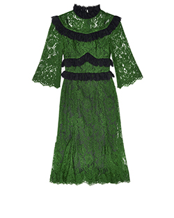 Dolce and Gabbana Lace Mini Dress, Viscose/Polyamide, Green/Black,8, 3*