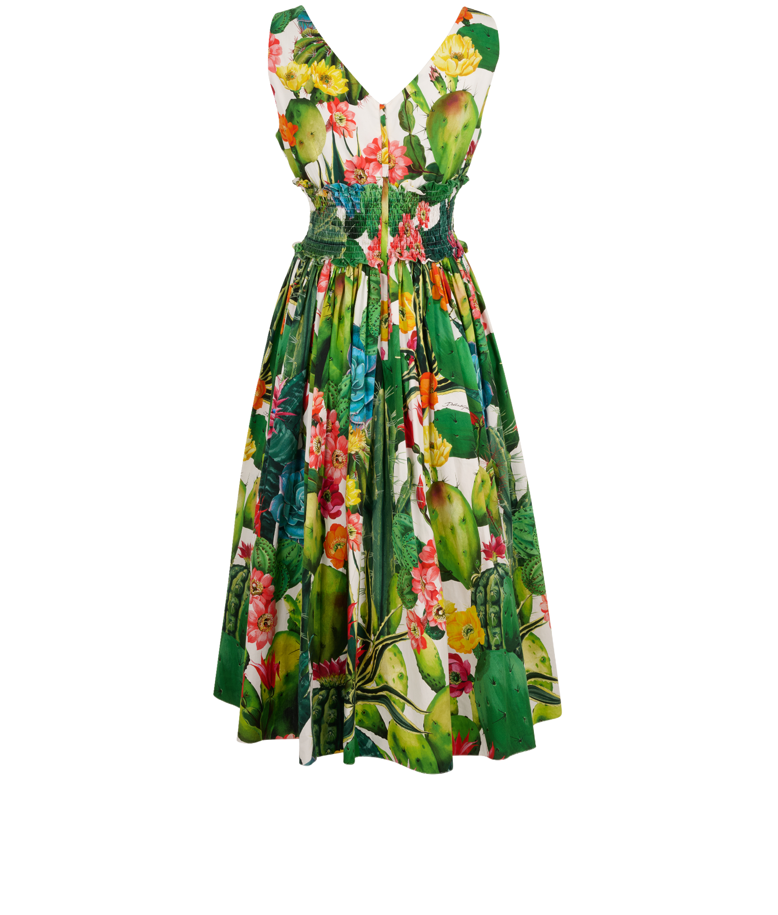 Dolce & Gabbana Floral Dress, &pound;220, Clothing, Green/Yellow, Cotton, Back view