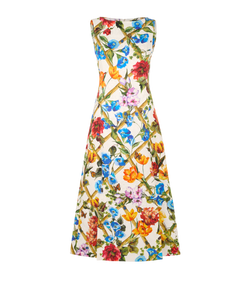 Dolce & Gabbana Floral Sleeveless Dress, Cotton, White/Multi, UK8, 3*